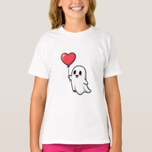 T-shirt Mignon fantôme tenant un ballon en forme de cœur p