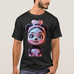 T-shirt Mignon fille panda rose design drôle unisexe pour 