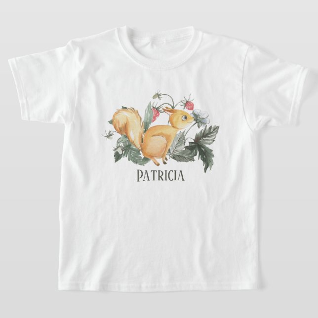 T-shirt mignon filles écureuil ajouter nom (Poser)