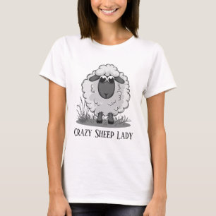 T-shirt mignon folle dame de mouton ajouter du texte