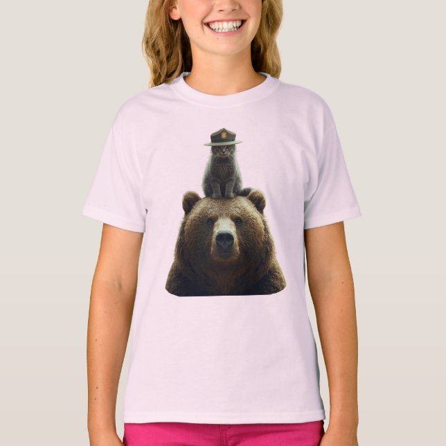 T-shirt Mignon garde forestier tabby enfants (Devant)