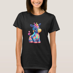 T-shirt Mignon Girafeau Bébé Kawaii Éclaboussure De Peintu