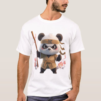 T-shirt Mignon Graphique de Guerrier Panda Kung Fu