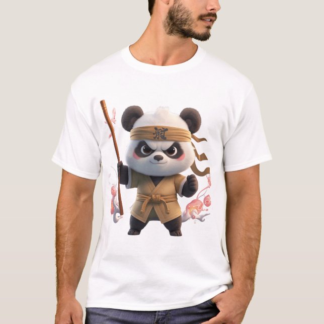 T-shirt Mignon Graphique de Guerrier Panda Kung Fu (Devant)