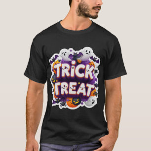 T-shirt Mignon graphique Halloween Trick Treat 3D avec des