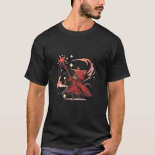 T-shirt Mignon Héros Chat Mage Rouge