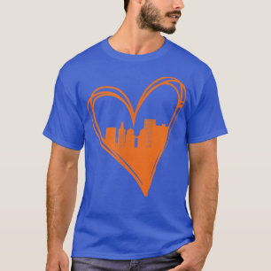 T-shirt Mignon Je t'aime Houston Thé Cityscape Cœur Orange
