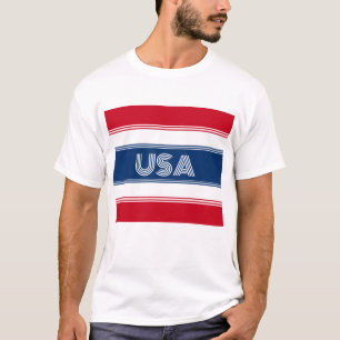 T-shirt Mignon Juillet 4 Rouge Blanc et Bleu USA Patriotiq