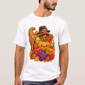 T-shirt Mignon Kawaii Cornucopia Action de grâce Récolte