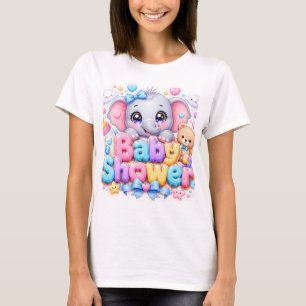 T-shirt Mignon Kawaii Éléphant Rose Pastel pour Baby Showe