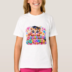 T-shirt Mignon Kawaii Félicitations Diplômé Hibou Pastel P