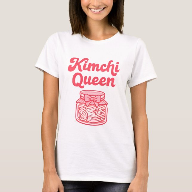 T-shirt Mignon Kimchi Nourriture Coréenne Drôle Pot Rose  (Devant)