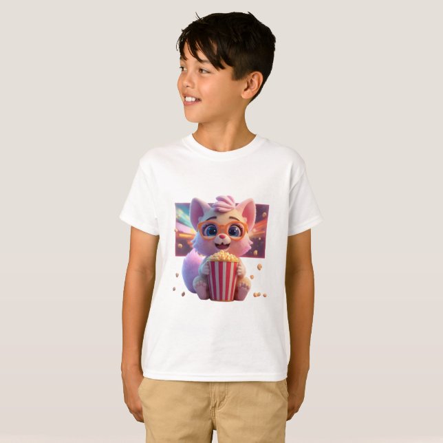 T-shirt Mignon Kitty Popcorn (Devant entier)