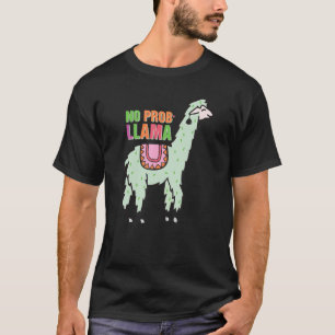 T-shirt Mignon Lama Arc-en-ciel Rétro Animal Pas De Probl