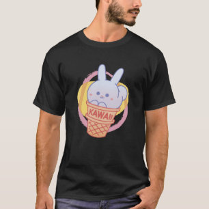 T-shirt Mignon Lapin Kawaii Art Cône de Glace Adorable