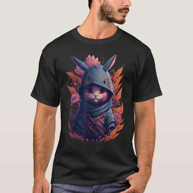 T-shirt Mignon Lapin Ninja Karaté Adorable (Devant)