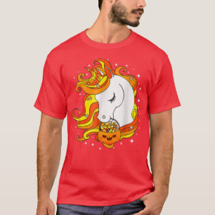 T-shirt Mignon Licorne de Maïs en Bonbons Citrouille Hallo