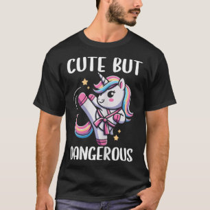 T-shirt Mignon Mais Dangereux Unicorn Karate Girl Taekwond
