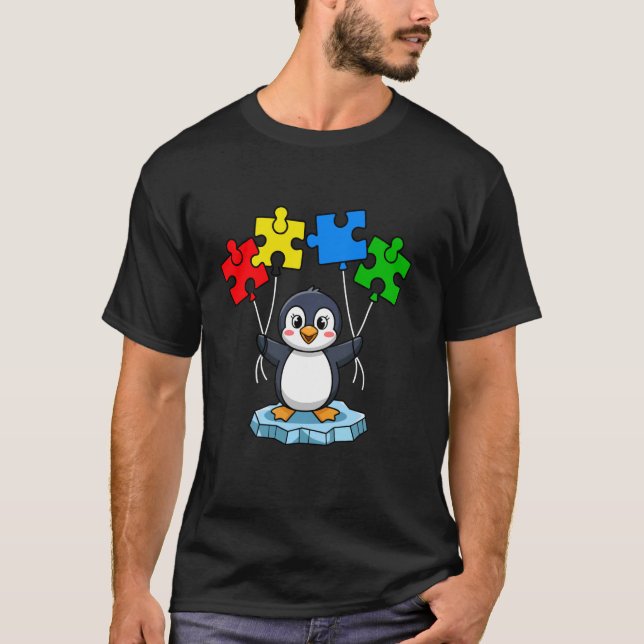 T-shirt Mignon manchot tenant des pièces de puzzle Sensibi (Devant)
