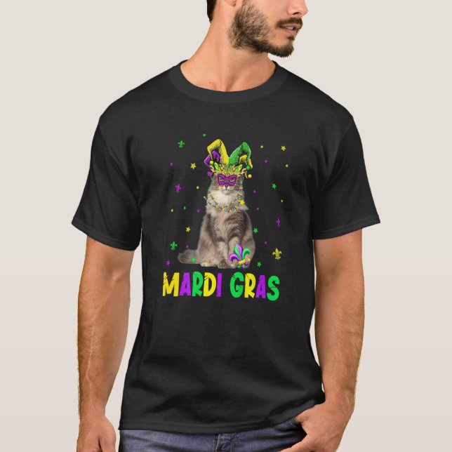 T-shirt Mignon masque de carnaval de chat de forêt norvégi (Devant)