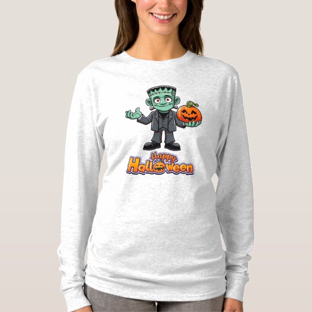 T-shirt Mignon monstre de Frankenstein de dessin animé (Devant)