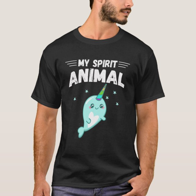 T-shirt Mignon Narwhal Mon Esprit Animal Heureux pour Narw (Devant)