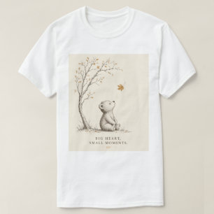 T-shirt Mignon Ours en Peluche Esthétique Feuilles d'Autom