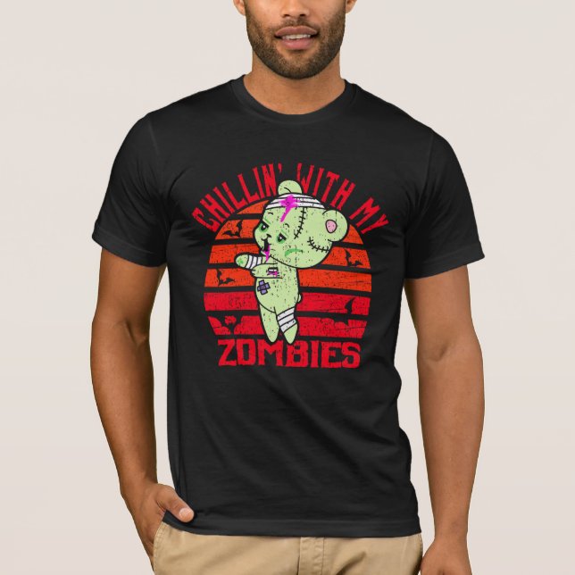 T-shirt Mignon ours en peluche Halloween en chill avec mes (Devant)