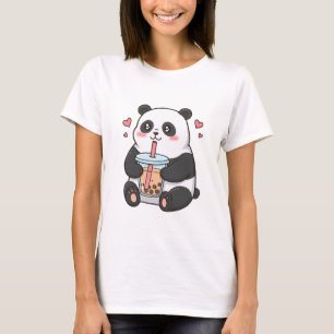 T-shirt Mignon Panda Amateur de Bubble Tea Kawaii Dessin A