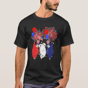 T-shirt Mignon Paresseux Rouge Blanc Bleu & Drapeau Usa Pa