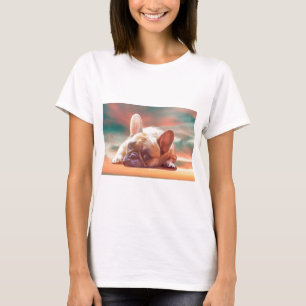 T-shirt Mignon Peinture à l'Aquarelle de Bouledogue França