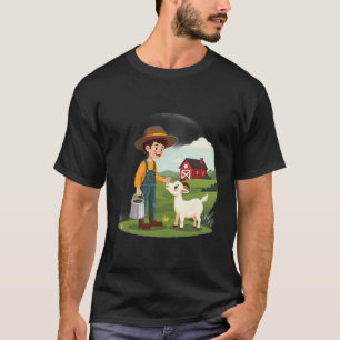 T-shirt Mignon petit garçon fermier chèvre