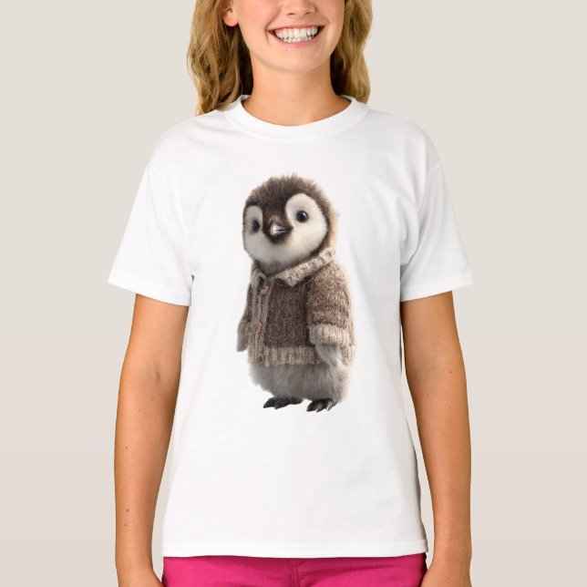 T-shirt Mignon Petit Pull Pour Manchot Enfant (Devant)