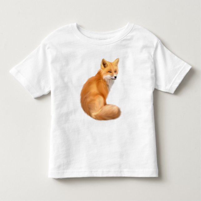 T-shirt mignon pour enfant avec un renard rouge mo (Devant)