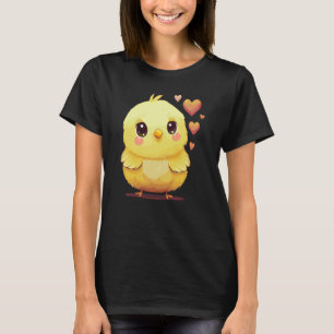 T-shirt Mignon poussin Saint Valentin coeur animal de ferm