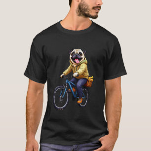 T-shirt Mignon Pug à Vélo à Capuchon