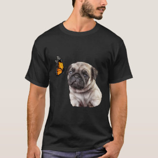 T-shirt Mignon Pug Avec Papillon Cadeaux Pour Amoureux De