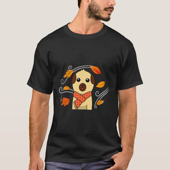 T-shirt Mignon Pug dans une écharpe - Automne 380 (Devant)