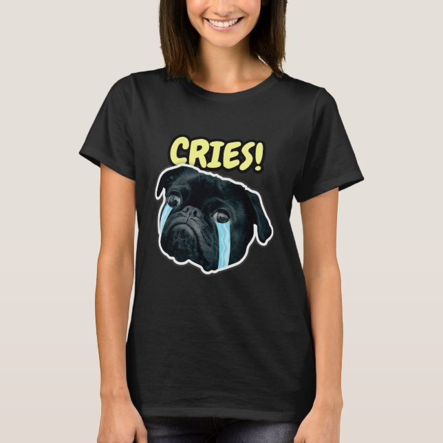 T-shirt Mignon Pug Drôle Pleurs Classique  742 (Devant)