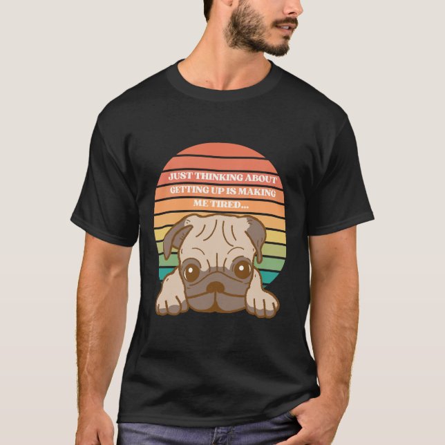 T-shirt Mignon Pug Endormi Maman Pug (Devant)