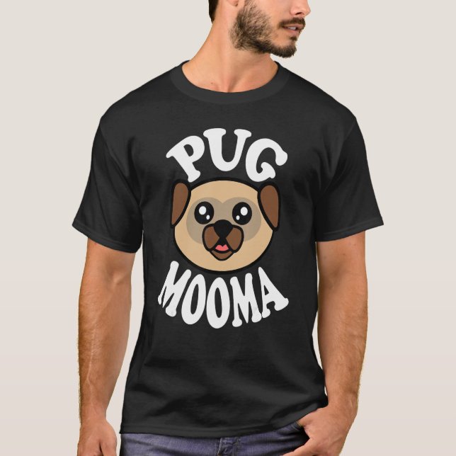 T-shirt Mignon Pug Mooma (Devant)