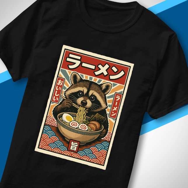 T-shirt Mignon Raton Laveur Mangeant des Ramen dans un Sty (Créateur téléchargé)