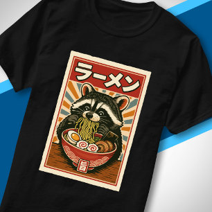 T-shirt Mignon Raton laveur sirotant Ramen Affiche vintage