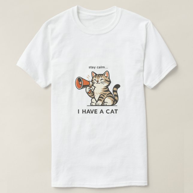 T-shirt mignon "Restez Calme J'ai Un Chat"  (Design devant)
