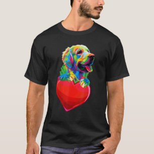 T-shirt Mignon retriever doré Cœur Amoureux des chiens Col
