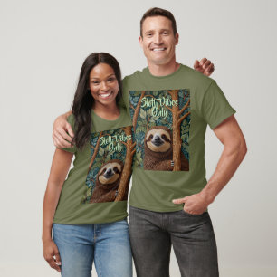 T-shirt Mignon rétro boho drôle vibes de paresseux uniquem