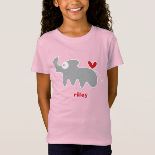 T-Shirt Mignon Rhinocéros Gris de Dessin Animé Stylisé Enf