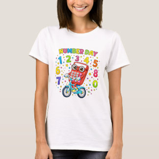 T-shirt Mignon Robot Vélo Nombres Maths Jour EnfantsUK All