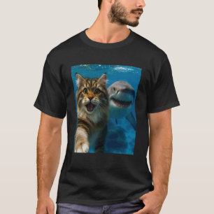T-shirt Mignon selfie de chat sibérien avec les amoureux d