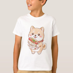T-shirt Mignon Shiba Inu avec Taiwan Sausage Wrap Kawaii